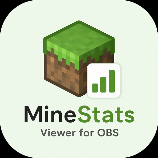 MineStats Viewer for OBS icon combining a grass block and a bar chart.